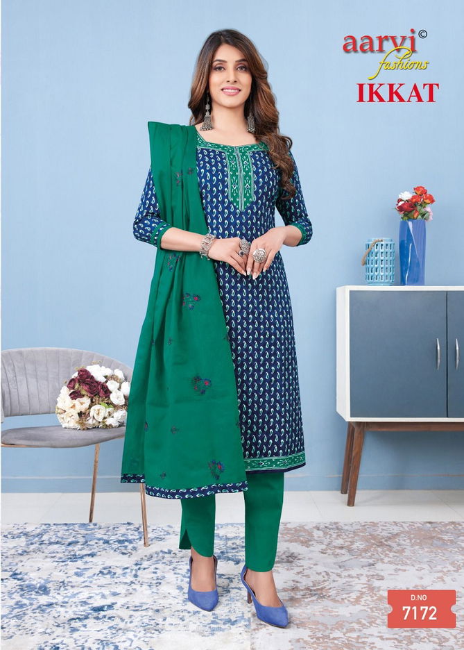 Aarvi Ikkat Vol 1 Printed Cotton Readymade Dress Exporters In India
